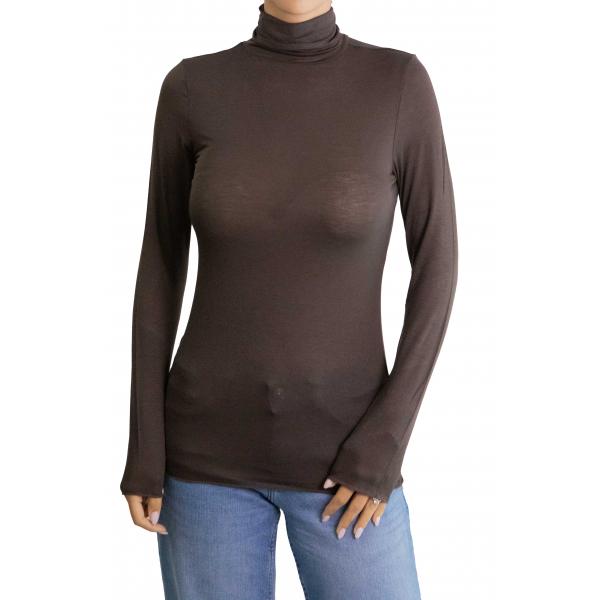 Maglia misto cashmere tinta unita collo alto